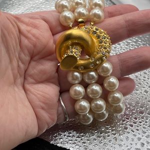 Givenchy Bracelet with Clip-On Earrings Gold Crystals Pearls